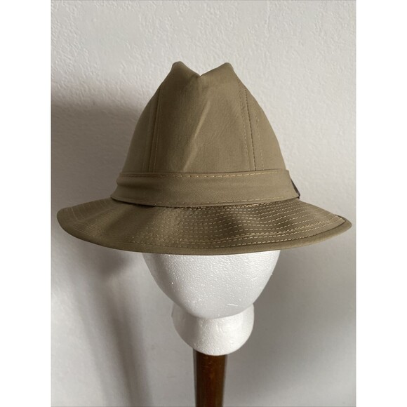 Vtg Stetson Fedora 1960s-Era Khaki Water Resistant Canvas Dick Tracy Hat 7 1/8 - Picture 2 of 11